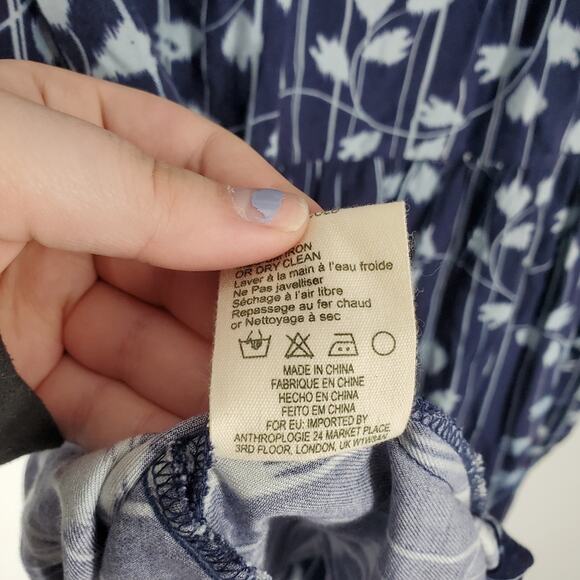 Anthropologie Tiny Blue White Floral Button Down Long Sleeve Tunic M - Picture 10 of 10